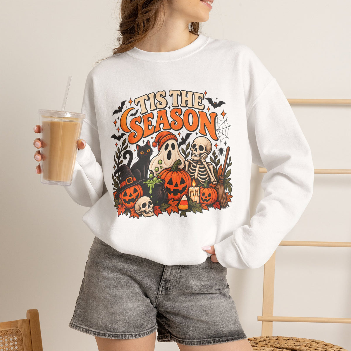 Spooky Vibes Halloween Ghost Sweatshirt, Tis The Season Shirt For Women