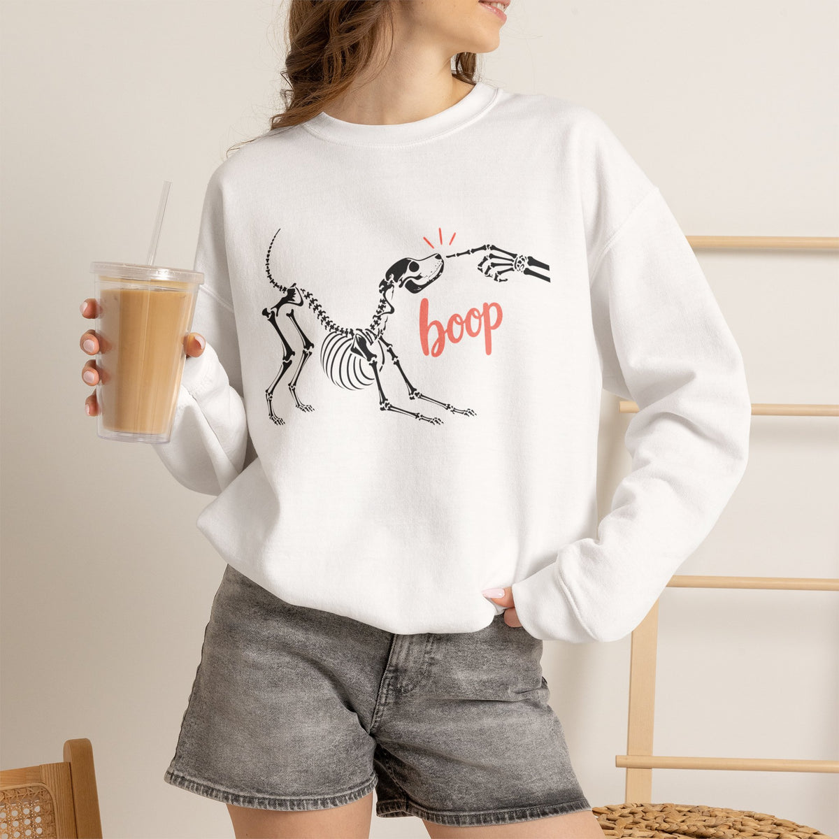 Spooky Season Halloween Dog Skeleton Sweatshirt, Funny Boo-P Trick Or Treat Shirt For Women