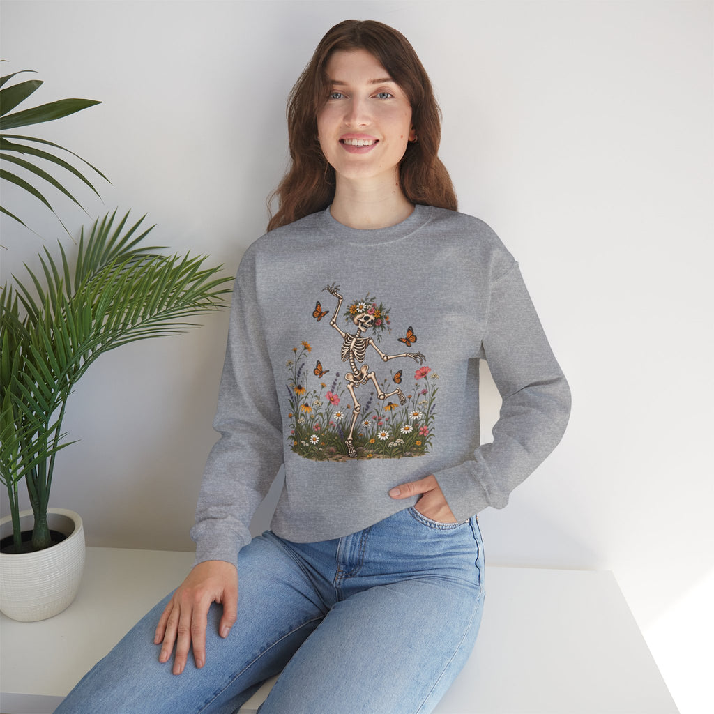 Spooky Season Floral Halloween Skeleton Sweatshirt, Funny Fall Shirt For Women