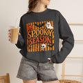 Striped Spooky Season Halloween Ghost Sweatshirt, Funny Trick Or Treat Shirt For Women
