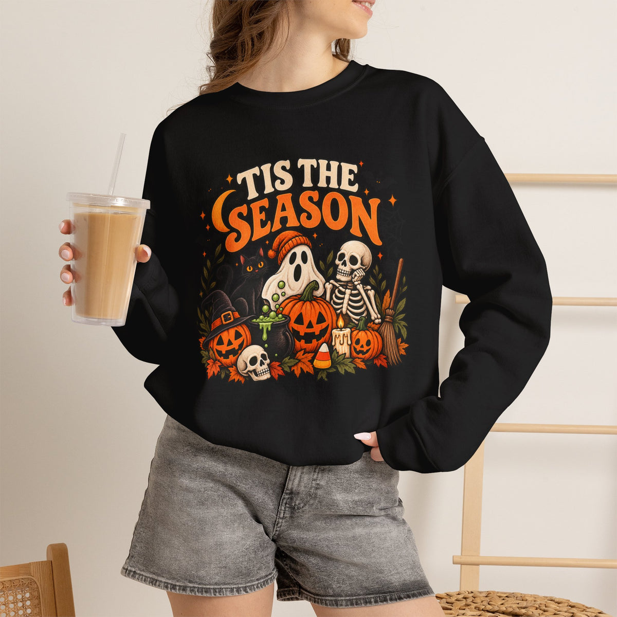 Spooky Vibes Halloween Ghost Sweatshirt, Tis The Season Shirt For Women