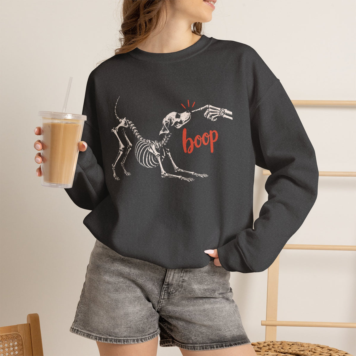 Spooky Season Halloween Dog Skeleton Sweatshirt, Funny Boo-P Trick Or Treat Shirt For Women