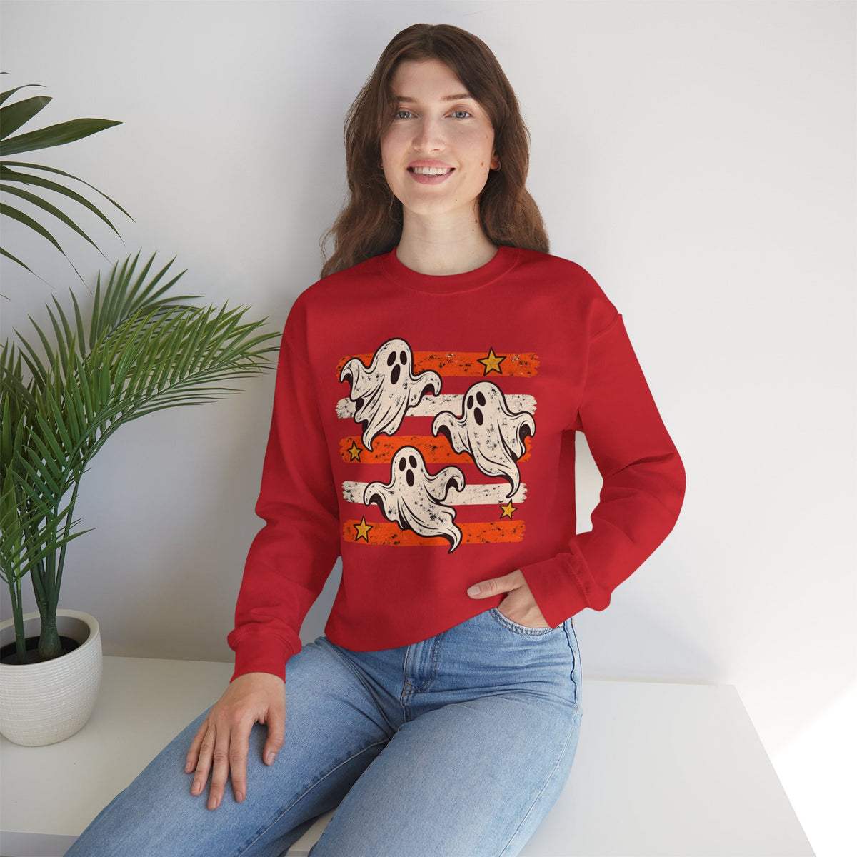Spooky Season Halloween Ghost Sweatshirt, Fall Bat Gift For Women