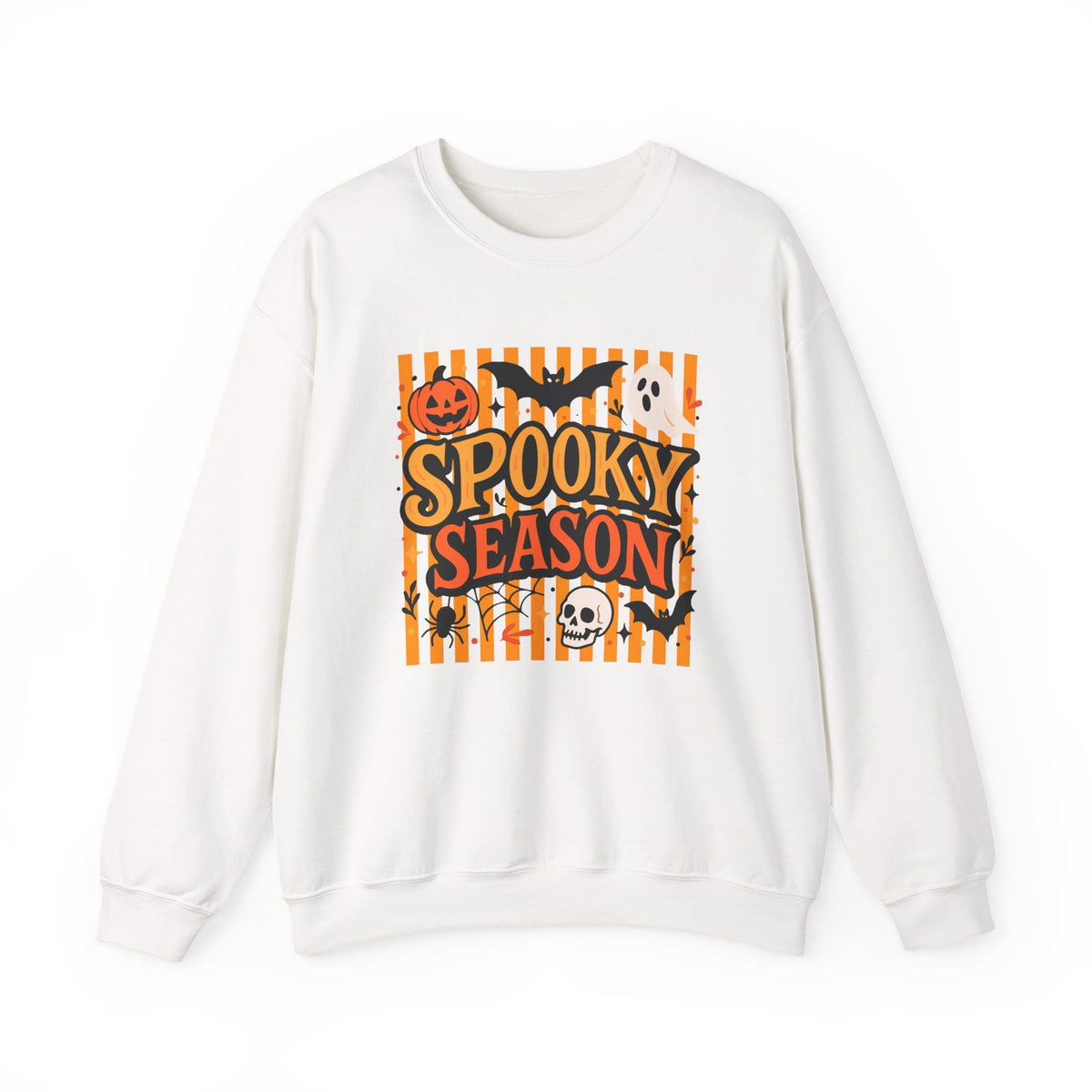 Striped Spooky Season Halloween Ghost Sweatshirt, Funny Trick Or Treat Shirt For Women
