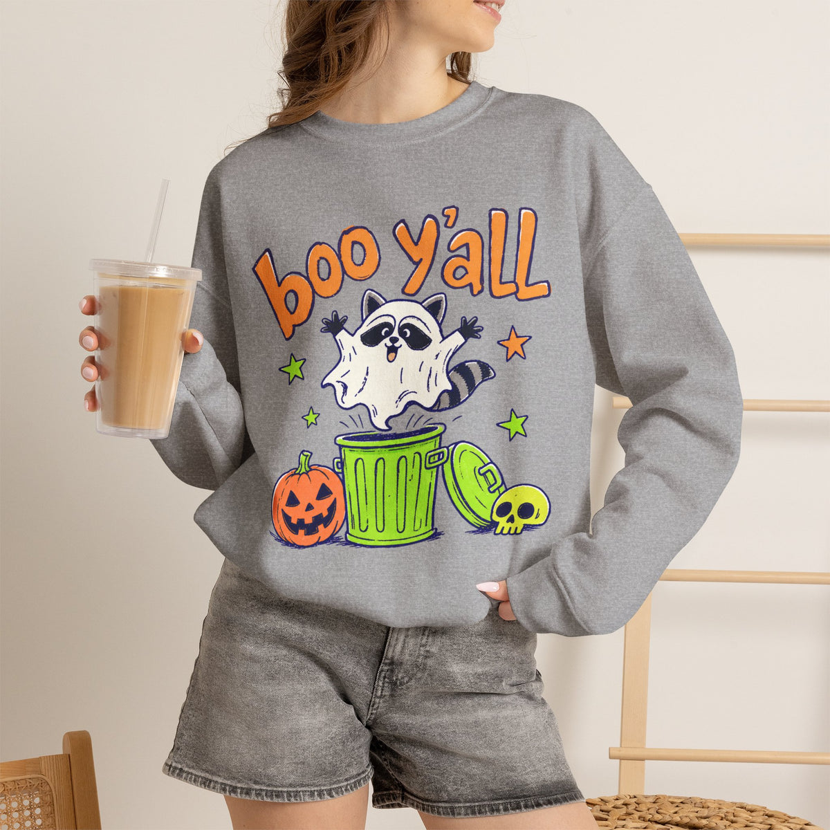 Spooky Season Halloween Raccoon Ghost Sweatshirt, Funny Trick Or Treat Shirt For Women
