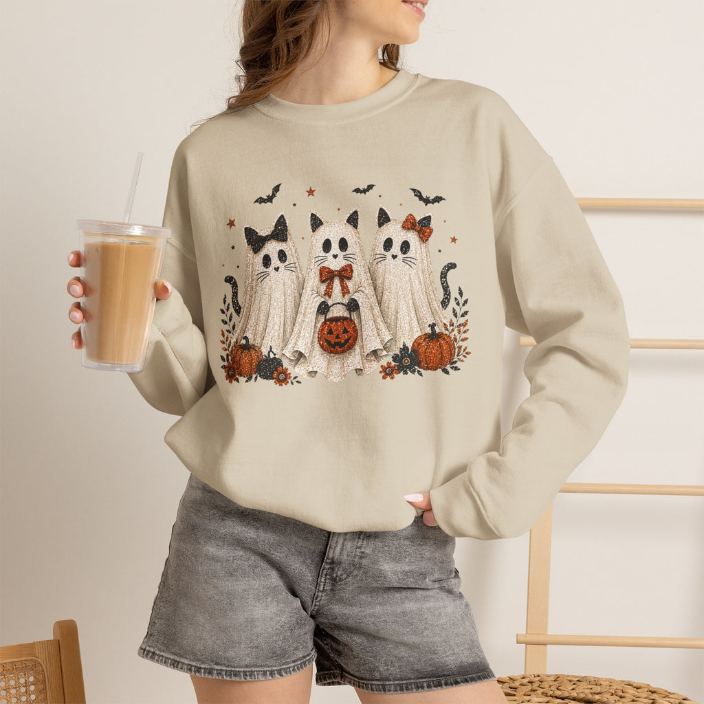 Spooky Season Halloween Ghost Sweatshirt, Funny Trick Or Treat Shirt For Women