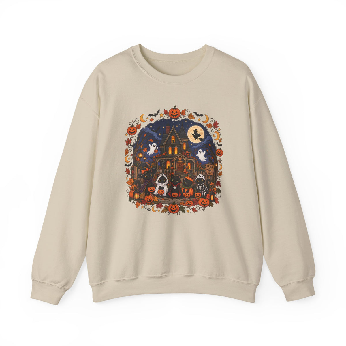 Spooky Season Halloween Black Cat Sweatshirt, Funny Trick Or Treat Shirt For Women
