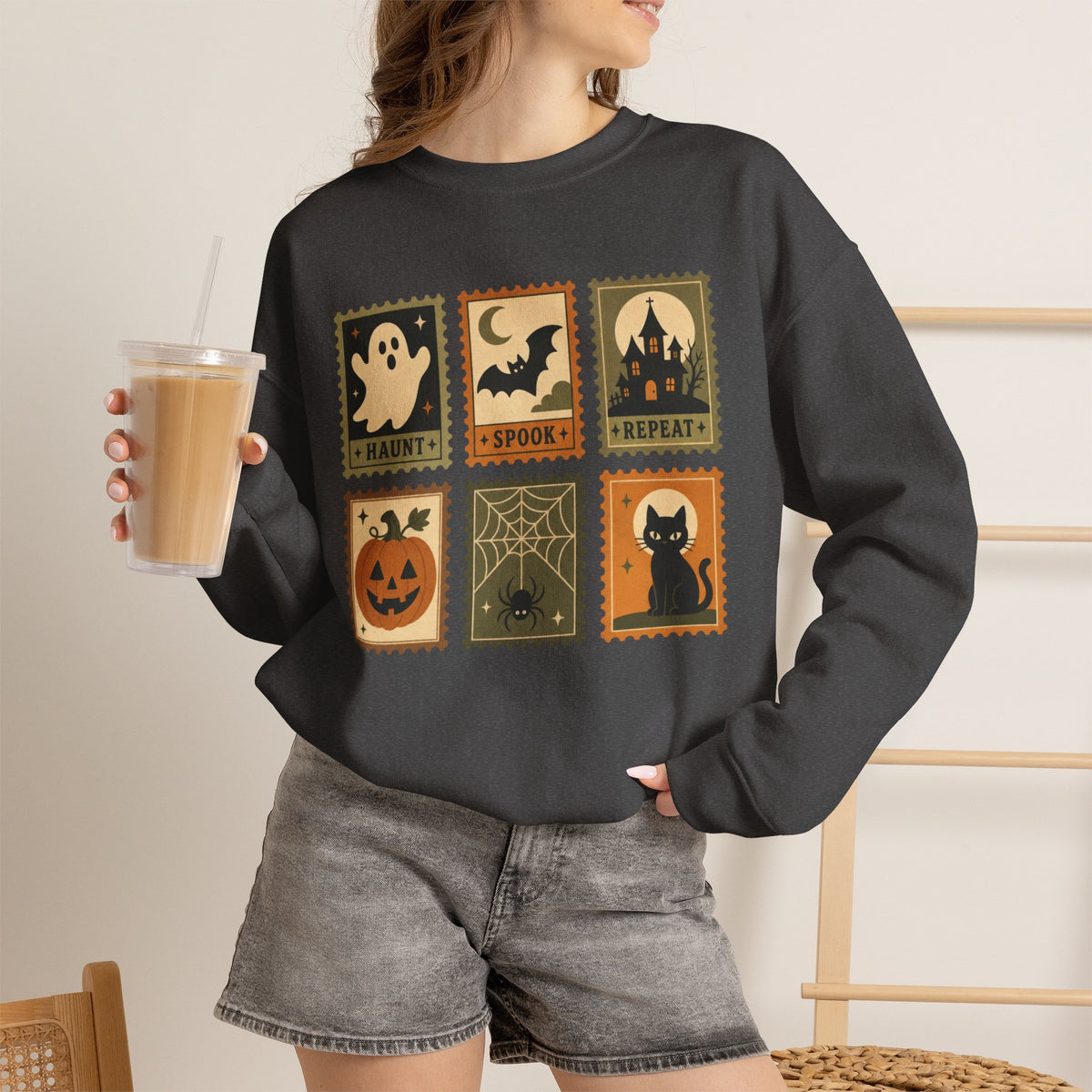 Spooky Season Halloween Ghost Sweatshirt, Funny Trick Or Treat Shirt For Women