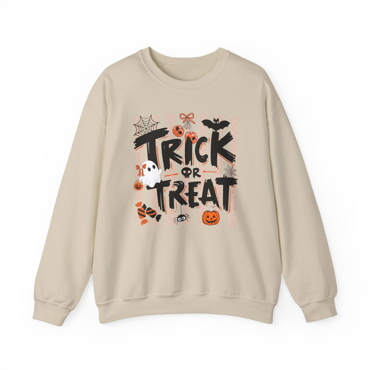Striped Spooky Season Halloween Ghost Sweatshirt, Funny Trick Or Treat Shirt For Women