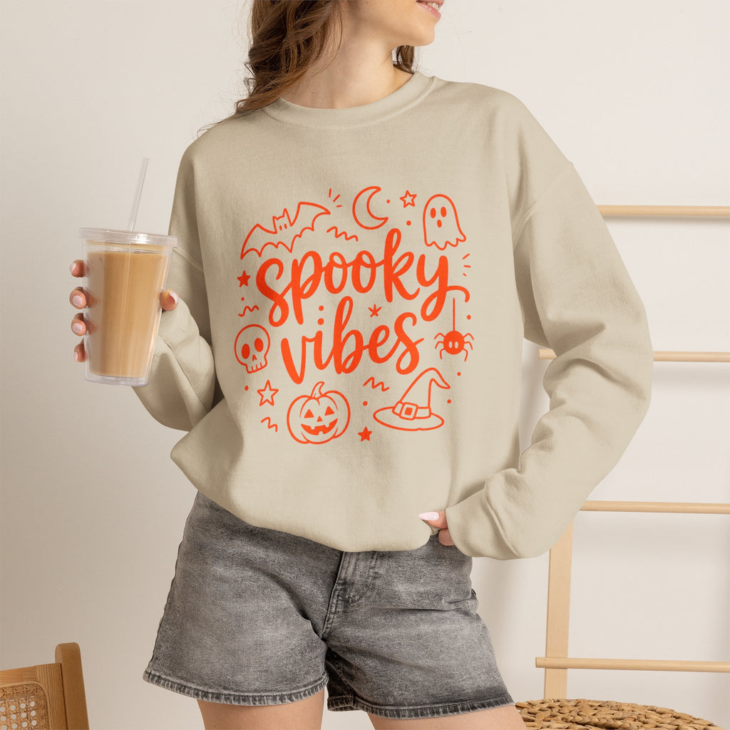 Spooky Vibes Halloween Ghost Sweatshirt, Funny Trick Or Treat Shirt For Women