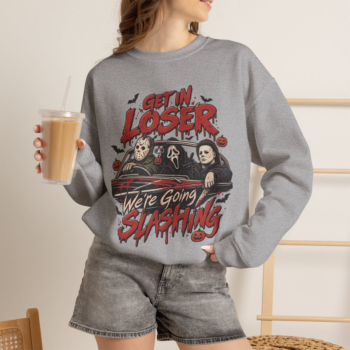 Spooky Season Halloween Skeleton Sweatshirt, Funny Sarcastic Horror Movie Gift For Women