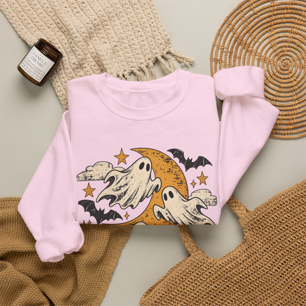 Spooky Season Halloween Ghost Sweatshirt, Fall Bat Gift For Women