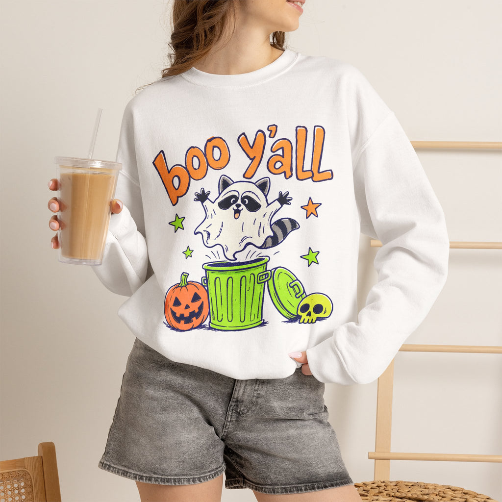 Spooky Season Halloween Raccoon Ghost Sweatshirt, Funny Trick Or Treat Shirt For Women
