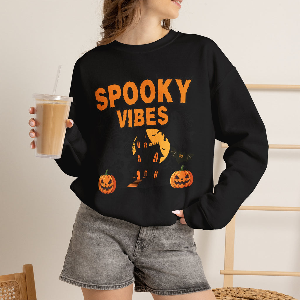 Spooky Vibes Halloween Ghost Sweatshirt, Funny Trick Or Treat Shirt For Women