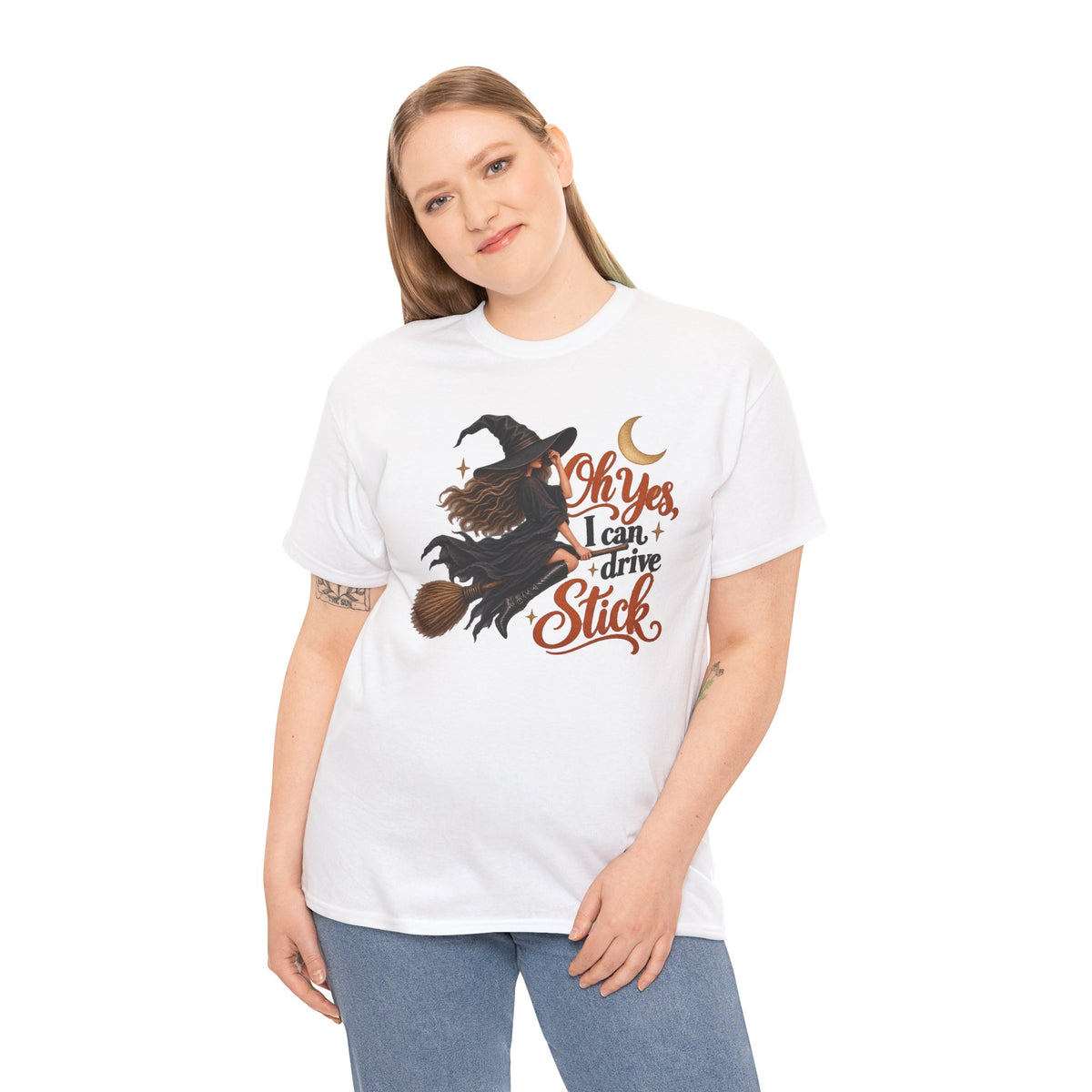 Funny I Can Drive Stick Witch Shirt, Spooky Season Halloween TShirt, Trendy Fall Gift For Women