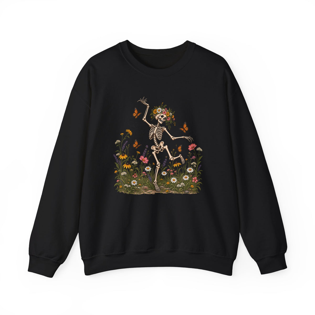 Spooky Season Floral Halloween Skeleton Sweatshirt, Funny Fall Shirt For Women
