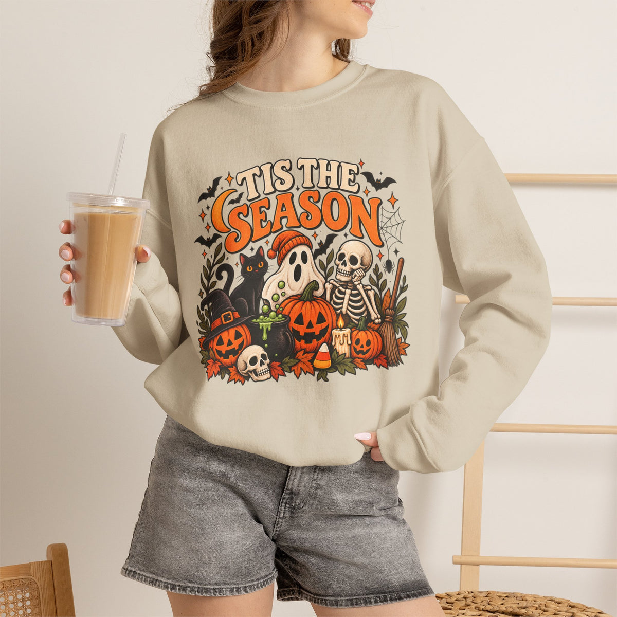 Spooky Vibes Halloween Ghost Sweatshirt, Tis The Season Shirt For Women