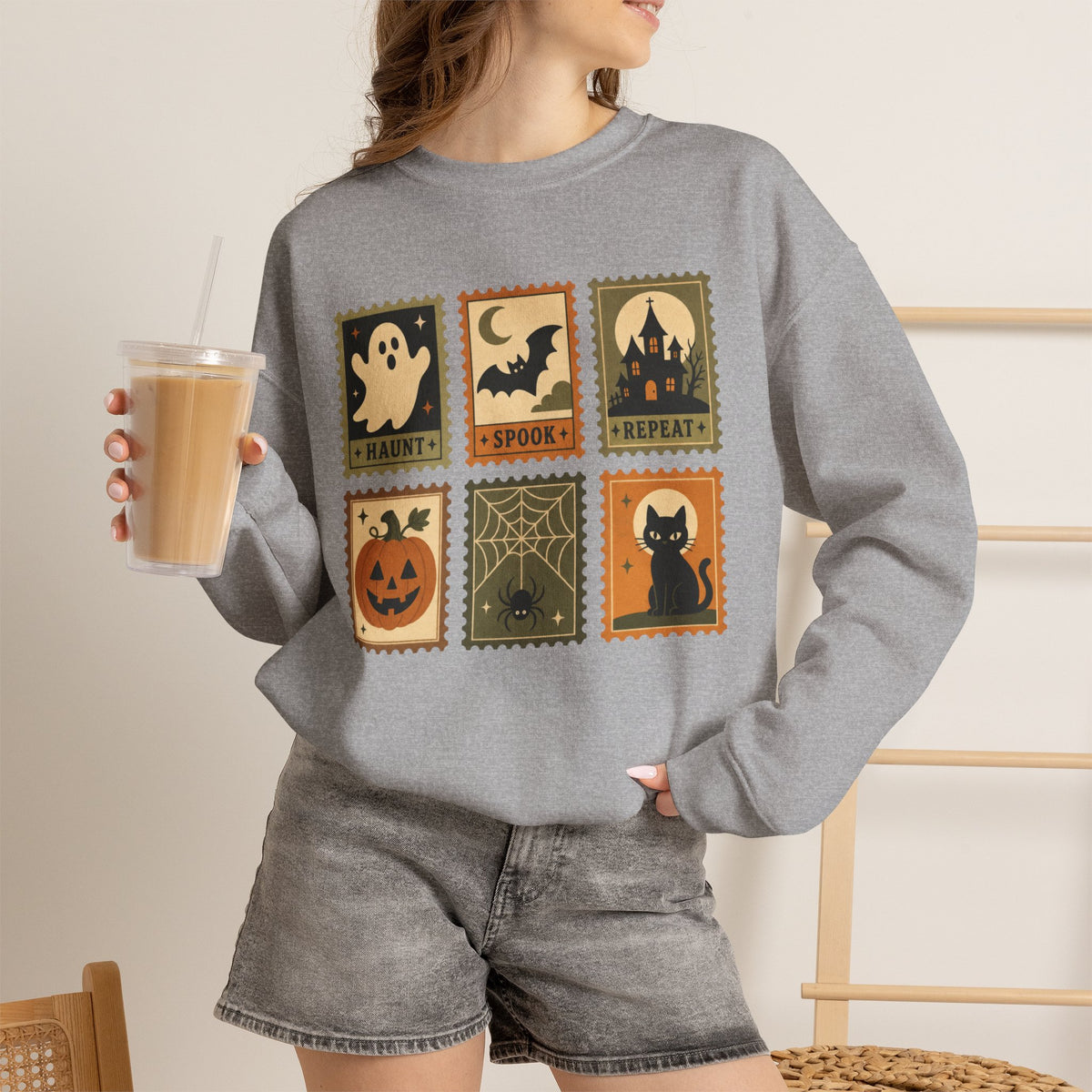 Spooky Season Halloween Ghost Sweatshirt, Funny Trick Or Treat Shirt For Women