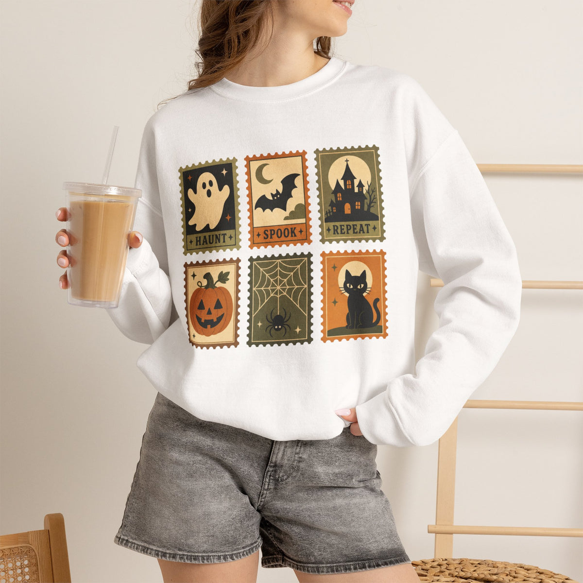 Spooky Season Halloween Ghost Sweatshirt, Funny Trick Or Treat Shirt For Women