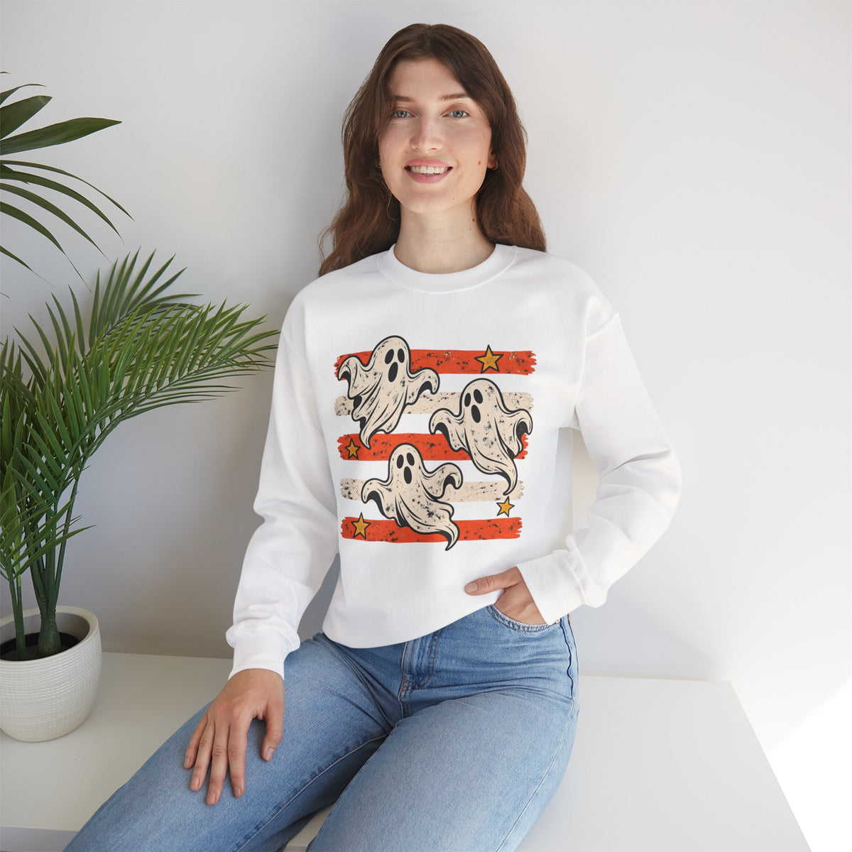 Spooky Season Halloween Ghost Sweatshirt, Fall Bat Gift For Women