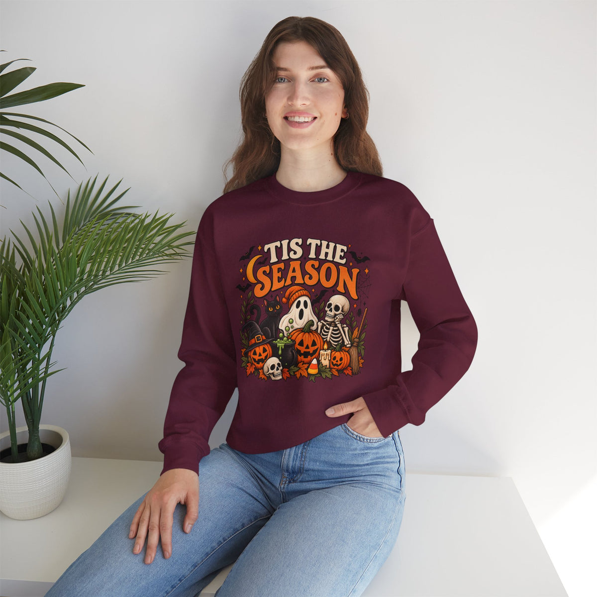 Spooky Vibes Halloween Ghost Sweatshirt, Tis The Season Shirt For Women