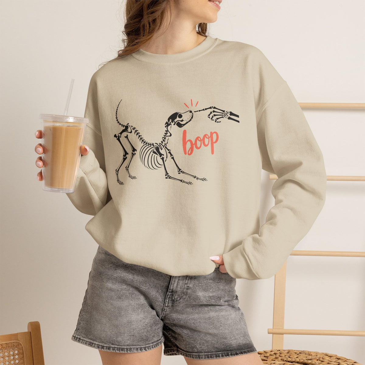 Spooky Season Halloween Dog Skeleton Sweatshirt, Funny Boo-P Trick Or Treat Shirt For Women