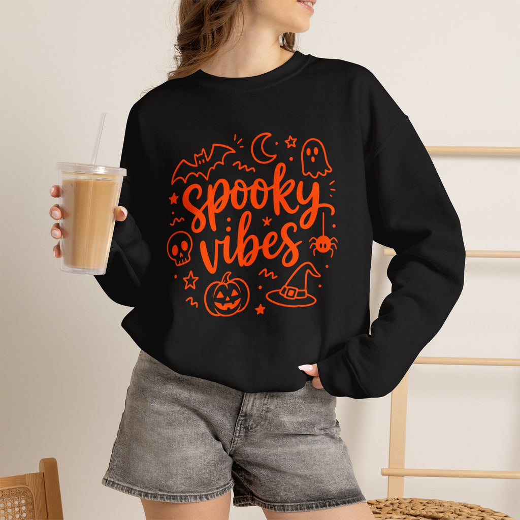 Spooky Vibes Halloween Ghost Sweatshirt, Funny Trick Or Treat Shirt For Women