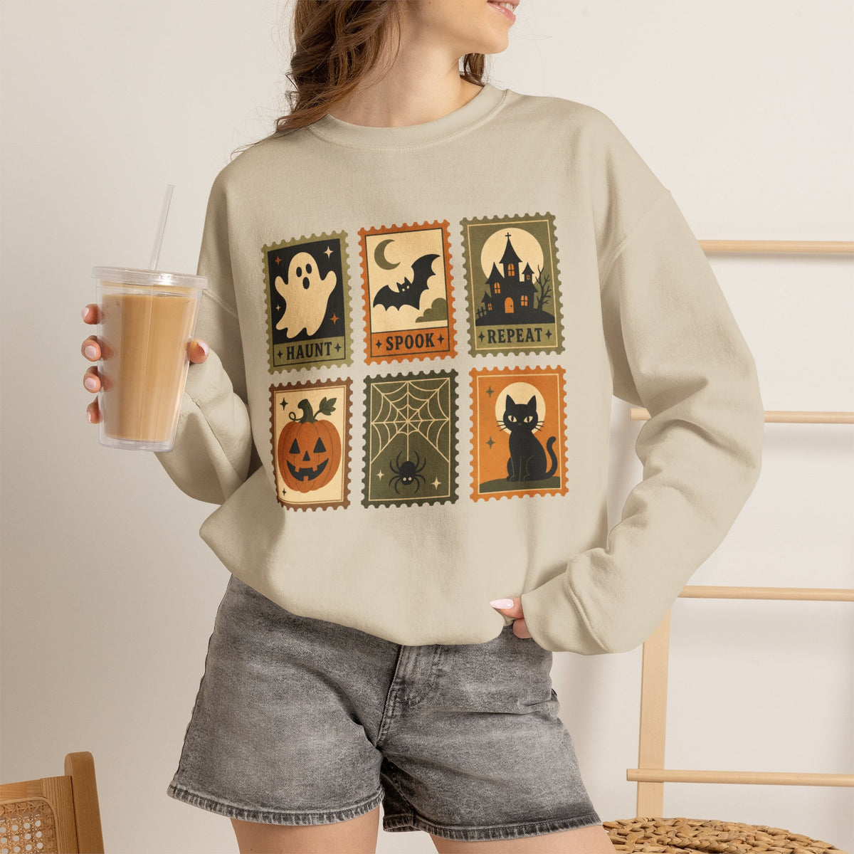 Spooky Season Halloween Ghost Sweatshirt, Funny Trick Or Treat Shirt For Women