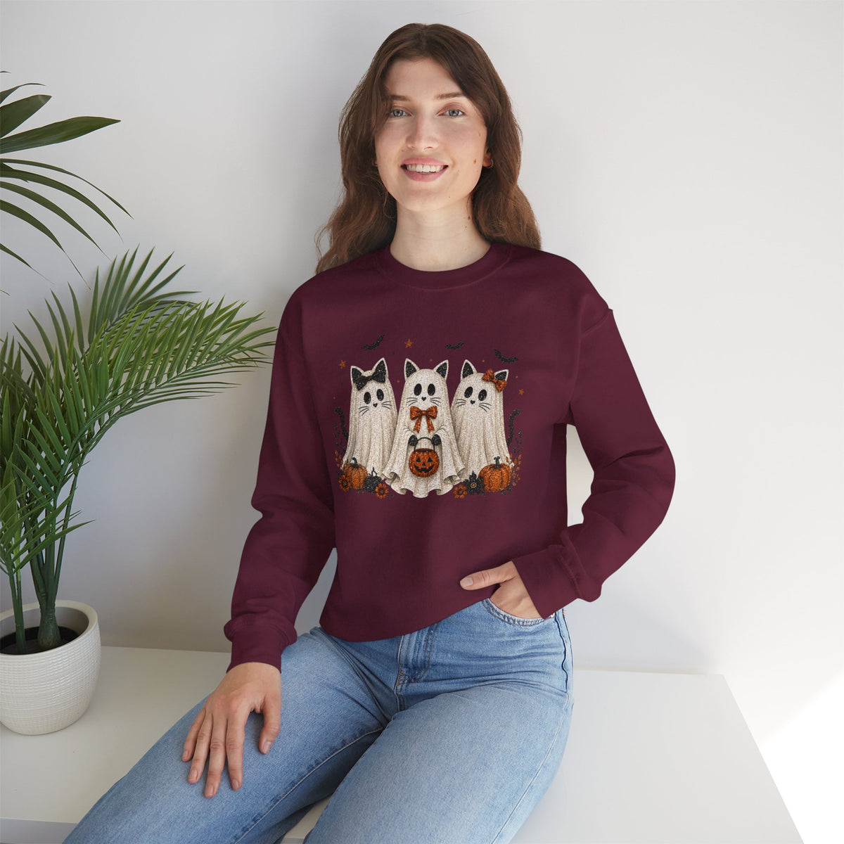 Spooky Season Halloween Ghost Sweatshirt, Funny Trick Or Treat Shirt For Women