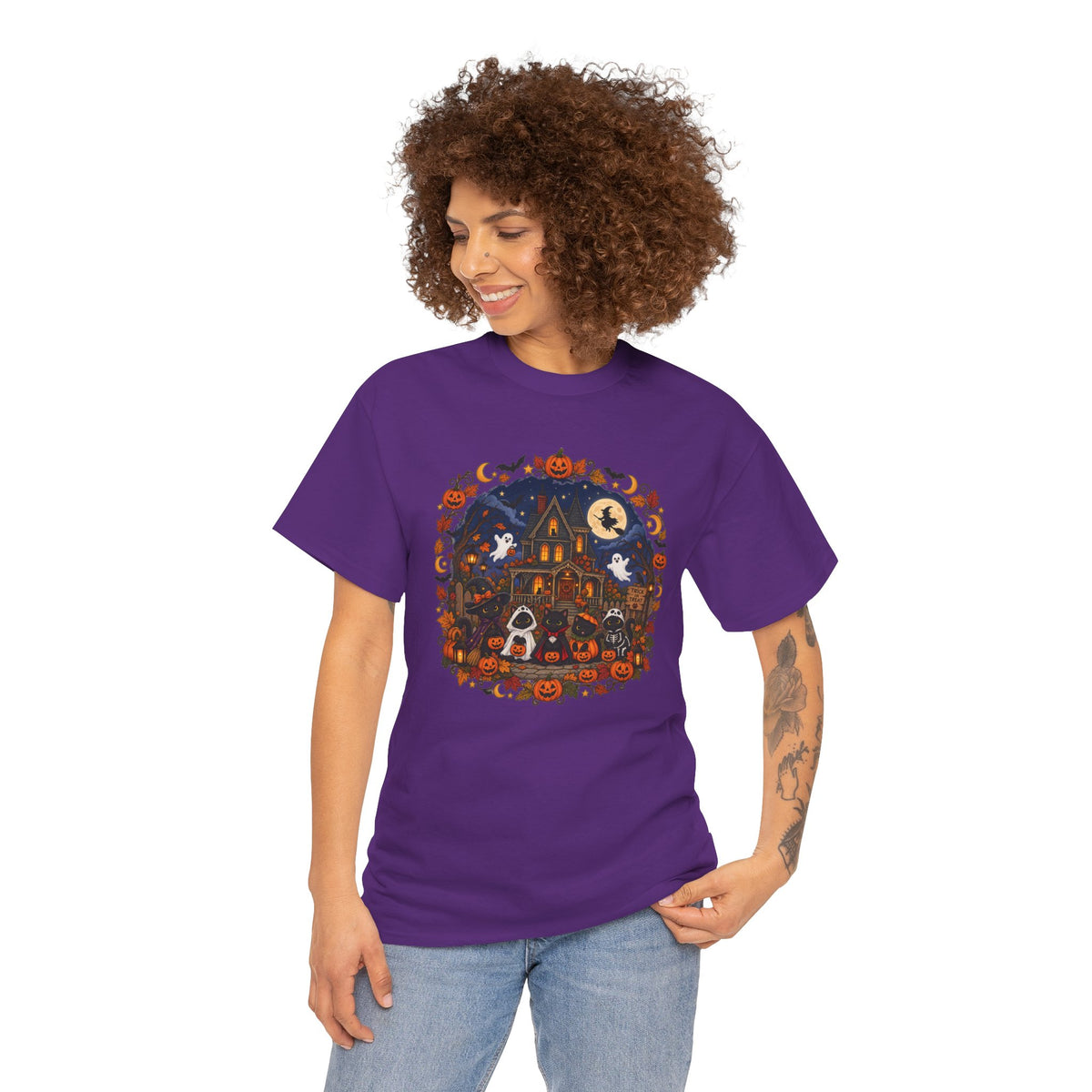Spooky Season Halloween Ghost Cat Shirt, Funny Trick Or Treat Gift For Women