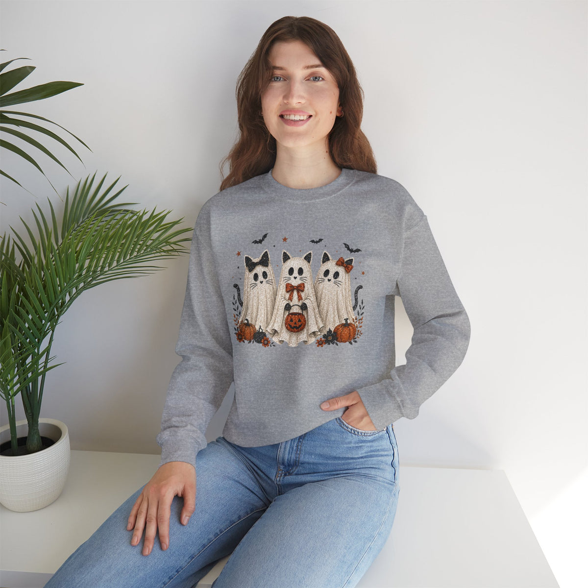 Spooky Season Halloween Ghost Sweatshirt, Funny Trick Or Treat Shirt For Women
