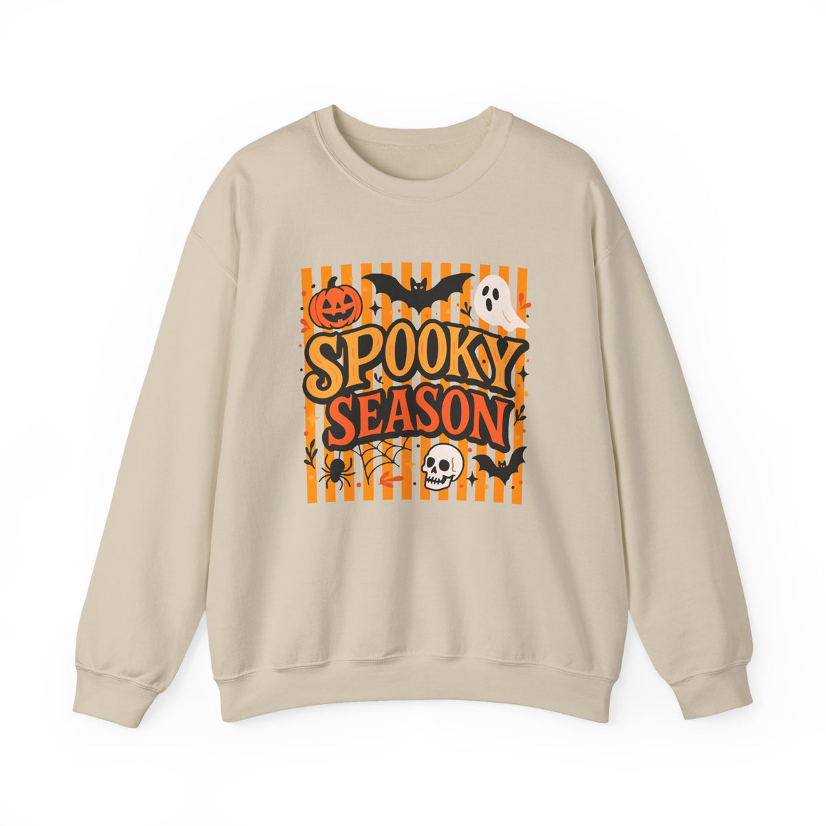 Striped Spooky Season Halloween Ghost Sweatshirt, Funny Trick Or Treat Shirt For Women