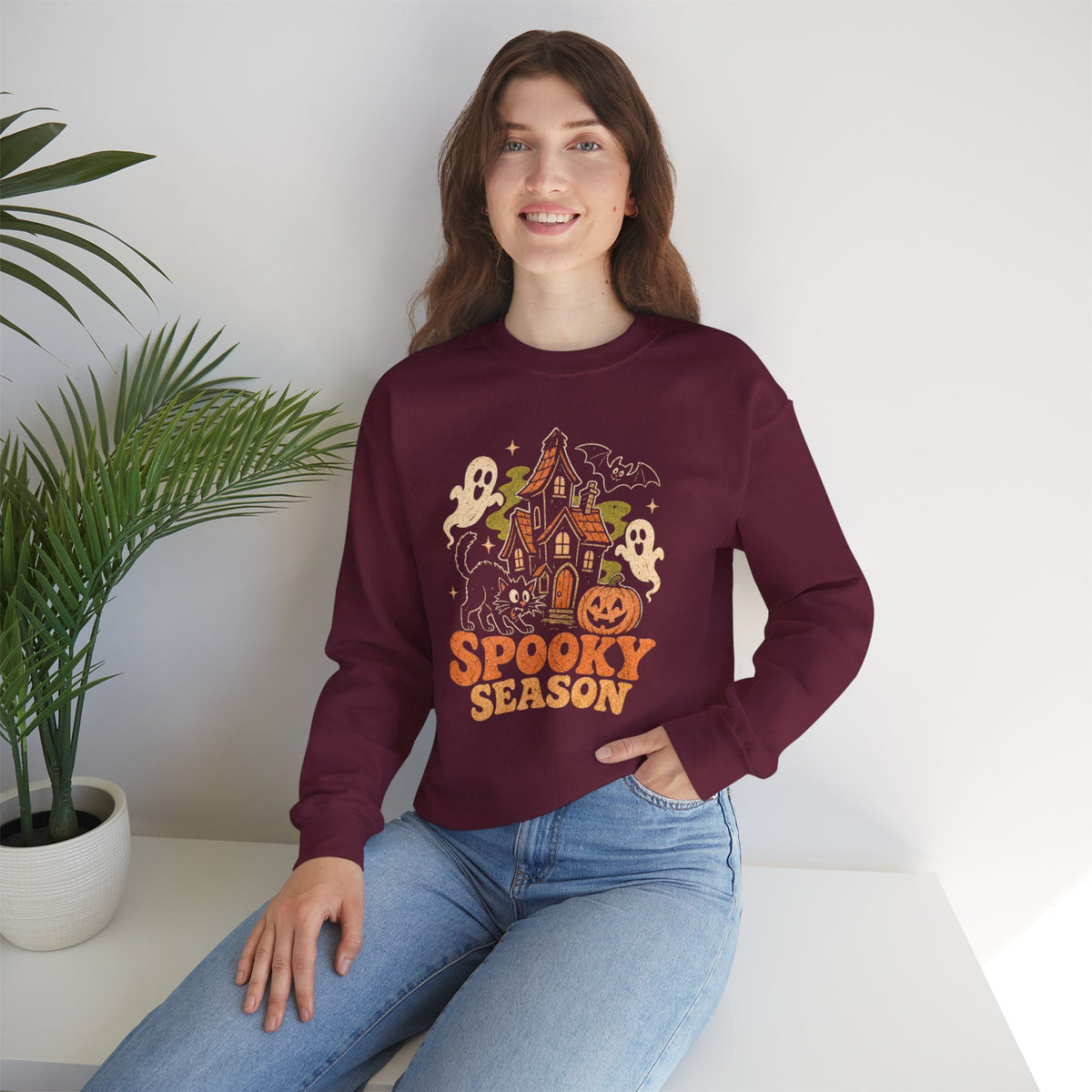 Spooky Season Halloween Ghost Sweatshirt, Funny Trick Or Treat Shirt For Women
