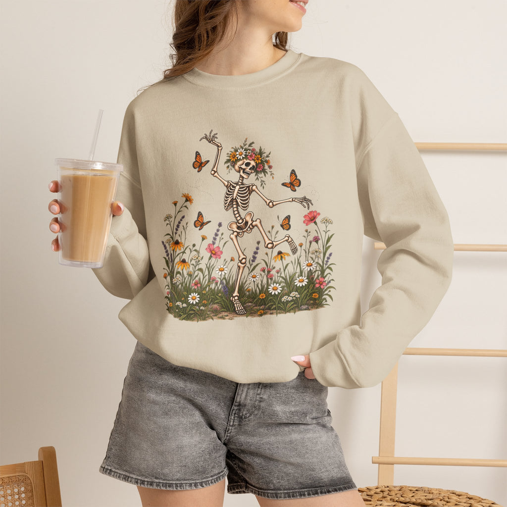 Spooky Season Floral Halloween Skeleton Sweatshirt, Funny Fall Shirt For Women