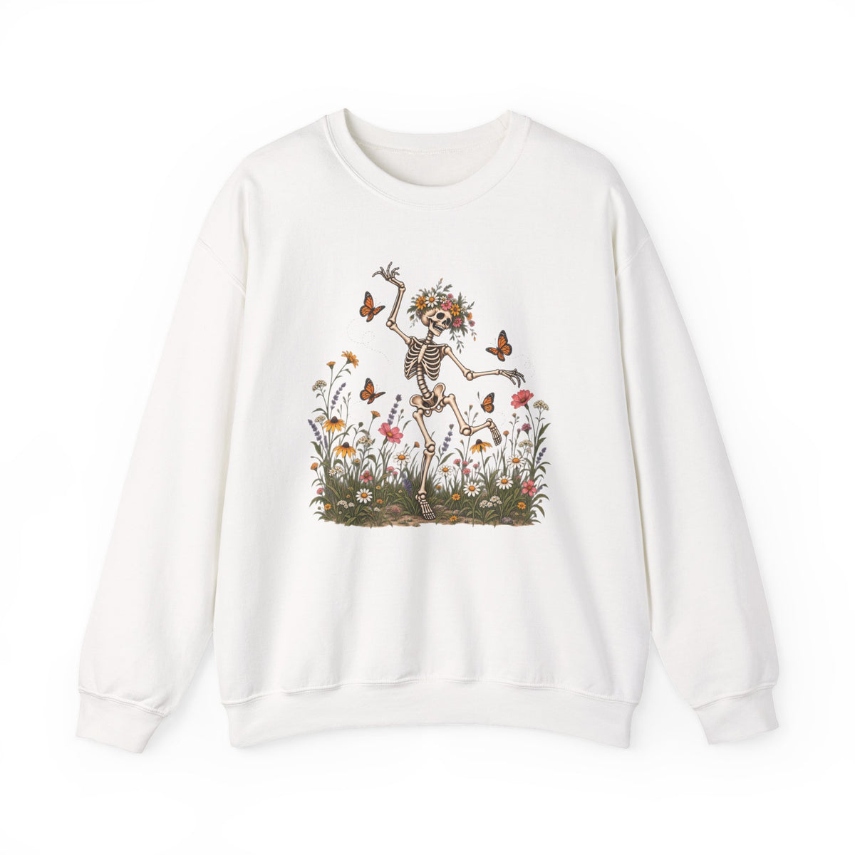 Spooky Season Floral Halloween Skeleton Sweatshirt, Funny Fall Shirt For Women