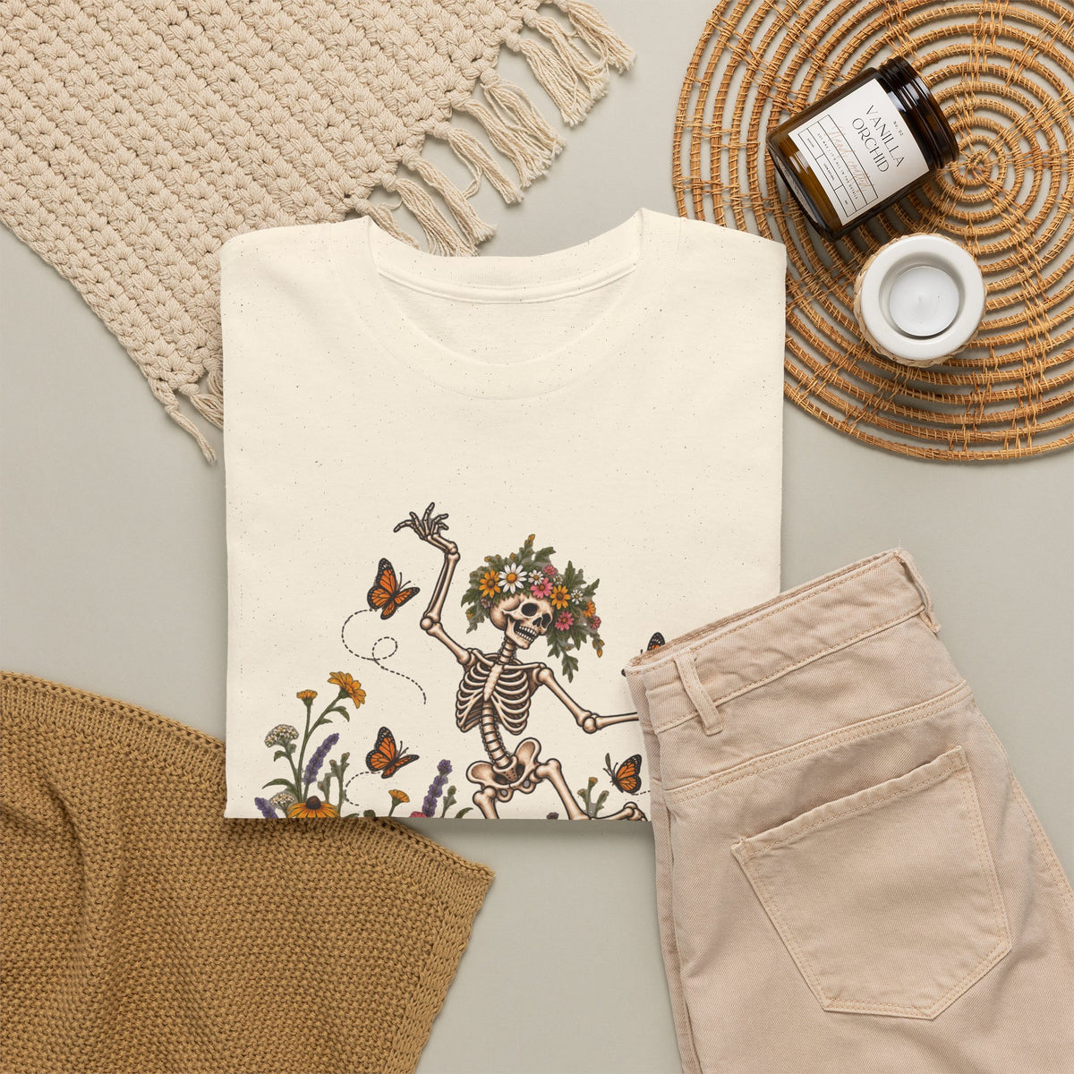Spooky Season Floral Halloween Skeleton Shirt, Funny Fall Gift For Women