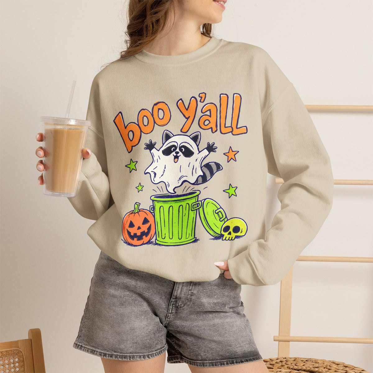 Spooky Season Halloween Raccoon Ghost Sweatshirt, Funny Trick Or Treat Shirt For Women