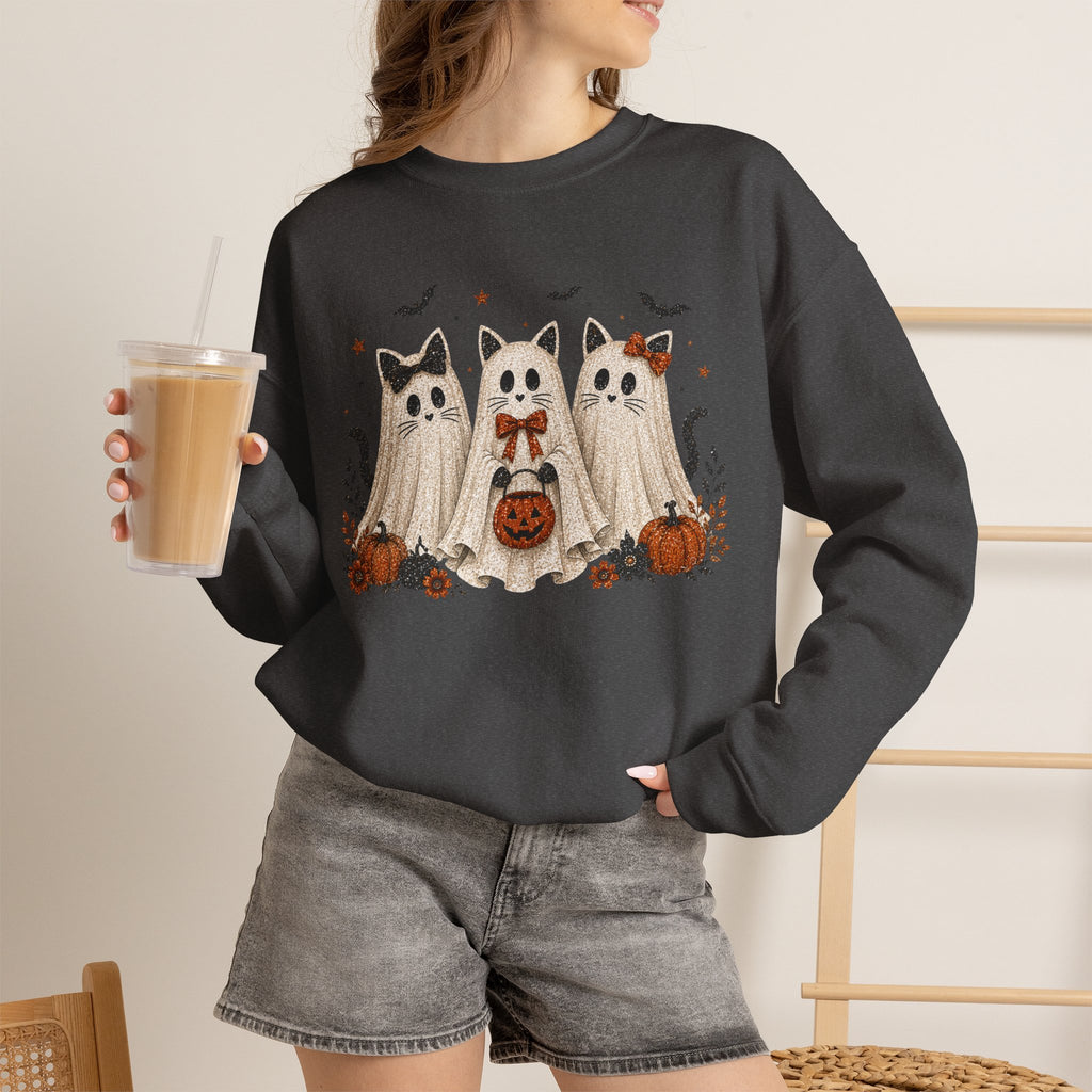 Spooky Season Halloween Ghost Sweatshirt, Funny Trick Or Treat Shirt For Women
