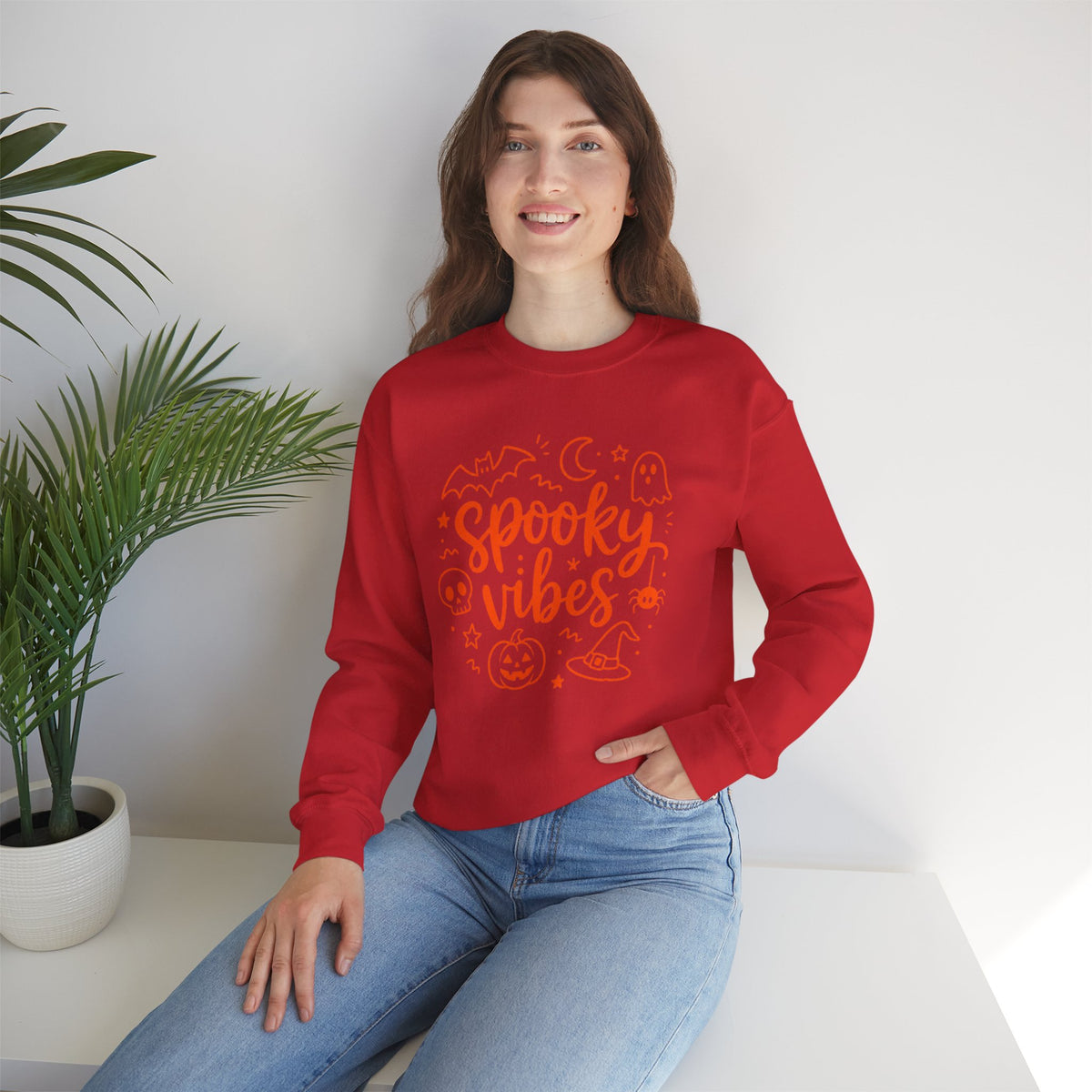 Spooky Vibes Halloween Ghost Sweatshirt, Funny Trick Or Treat Shirt For Women