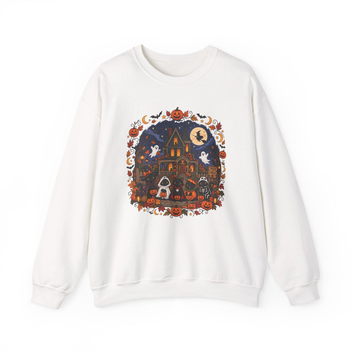 Spooky Season Halloween Black Cat Sweatshirt, Funny Trick Or Treat Shirt For Women