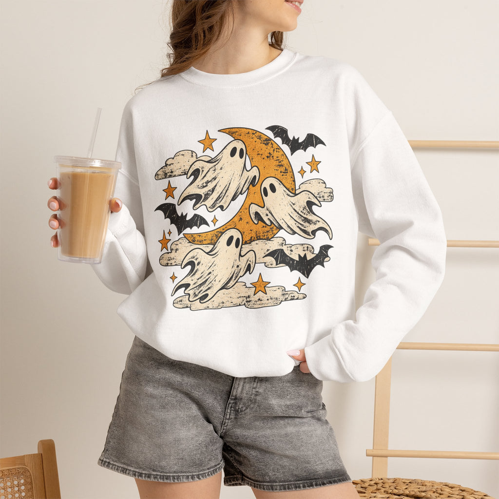 Spooky Season Halloween Ghost Sweatshirt, Fall Bat Gift For Women