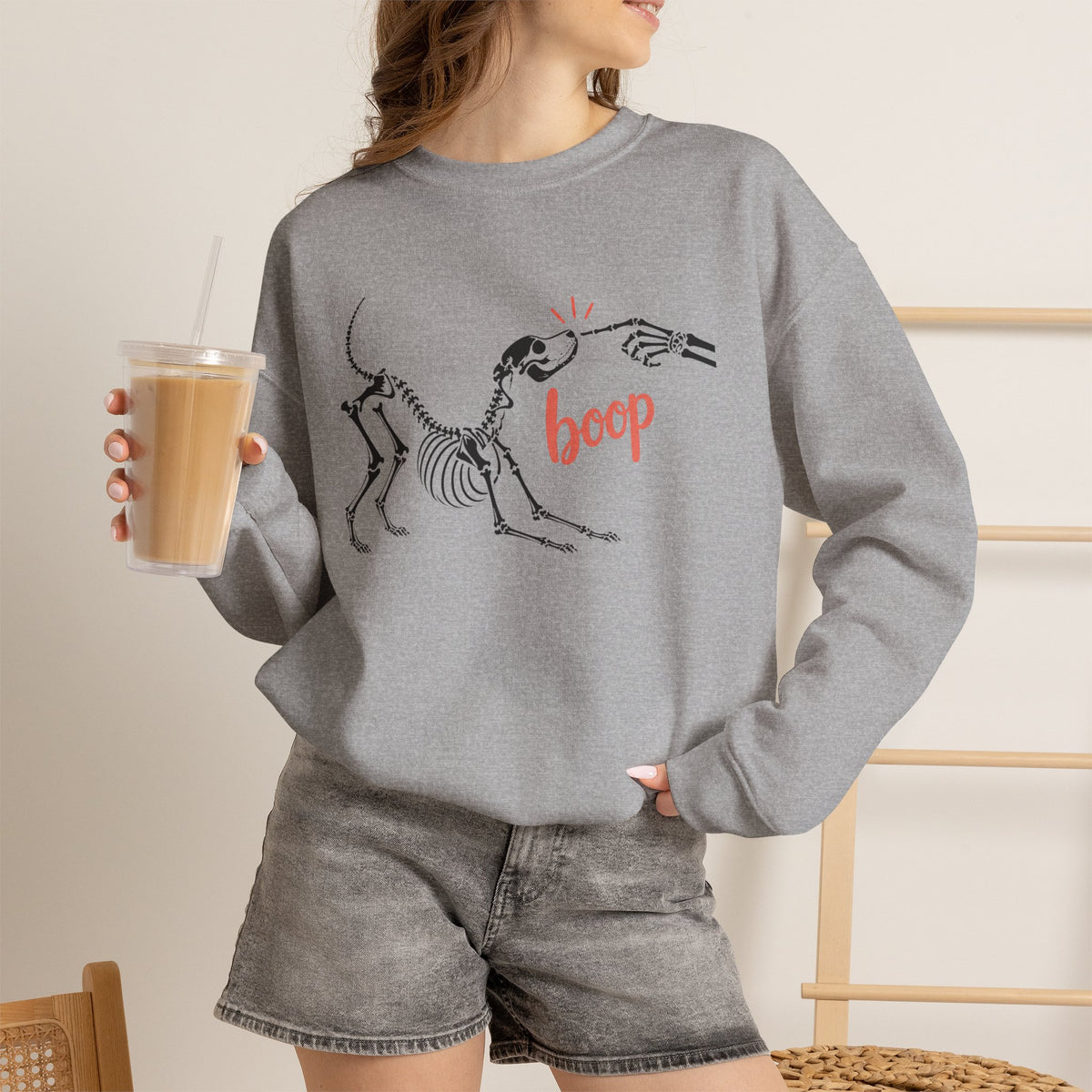 Spooky Season Halloween Dog Skeleton Sweatshirt, Funny Boo-P Trick Or Treat Shirt For Women