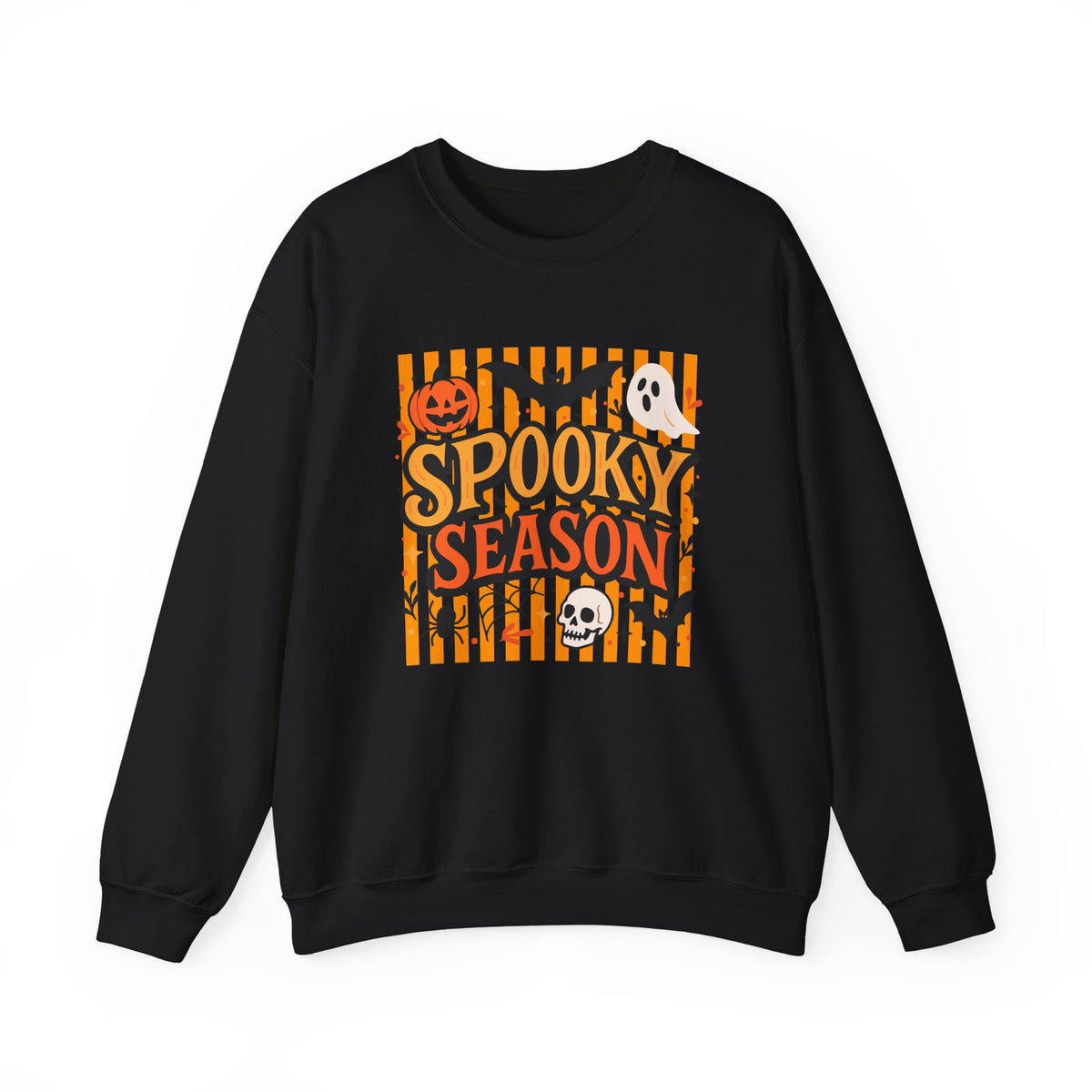 Striped Spooky Season Halloween Ghost Sweatshirt, Funny Trick Or Treat Shirt For Women
