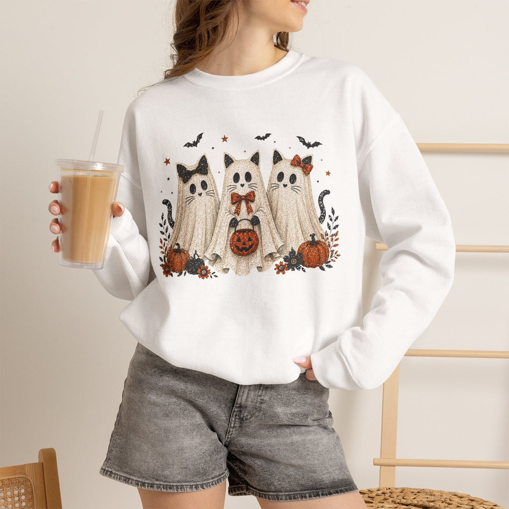 Spooky Season Halloween Ghost Sweatshirt, Funny Trick Or Treat Shirt For Women